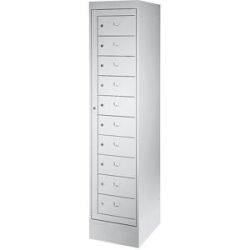 kaiserkraft Laptopschrank, 10 Fächer, HxB 1900 x 400 mm, lichtgrau