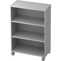 Büroregal, 2 Fachböden, mit Rollen, lichtgrau eurokraft pro