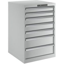 Schubladenschrank, 7 Schubladen, BxTxH 564 x 572 x 850 mm, lichtgrau LISTA