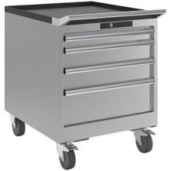 Schubladenschrank, Breite 564 mm, fahrbar, 4 Schubladen, HxT 723 x 725 mm, lichtgrau LISTA