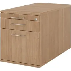 Rollcontainer, 1 Utensilienschub, 1 Materialschub, 1 Hängeregistratur, Tiefe 800 mm, Dekor Nussbaum eurokraft pro