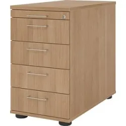 Standcontainer, 1 Utensilienschub, 4 Materialschübe, Dekor Nussbaum eurokraft pro