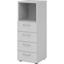 RENATUS - Regalschrank, 1 Fach offen / 4 Schubladen, lichtgrau eurokraft pro
