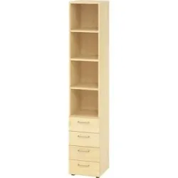 RENATUS - Regalschrank, 3 Fachböden / 4 Schubladen, Ahorn-Dekor eurokraft pro