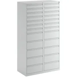 Schubladenschrank, Stahl, HxBxT 1800 x 1000 x 500 mm, 24 Schubladen, Schubladen lichtgrau eurokraft basic