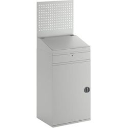 Computer-Arbeitsstation, Stahlblech, HxB 1770 x 650 mm, mit Lochwand und Pultaufsatz, Türfarbe Lichtgrau eurokraft pro