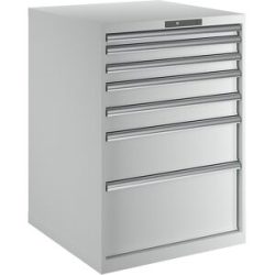 Schubladenschrank, 7 Schubladen, BxTxH 717 x 725 x 1000 mm, lichtgrau LISTA