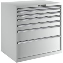 Schubladenschrank, 7 Schubladen, BxTxH 1023 x 725 x 1000 mm, lichtgrau LISTA