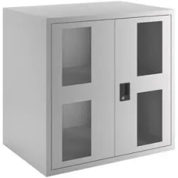 Aufsatzschrank mit Flügeltüren, mit Sichtfenster-Türen, HxBxT 1000 x 1023 x 725 mm, lichtgrau LISTA