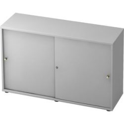Schiebetürenschrank, 1 Fachboden, Mitteltrennwand, lichtgrau / lichtgrau eurokraft pro