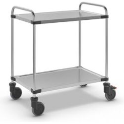 kaiserkraft Servierwagen aus Edelstahl, mit 2 Etagen, LxBxH 870 x 570 x 950 mm, montiert