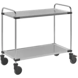 kaiserkraft Servierwagen aus Edelstahl, mit 2 Etagen, LxBxH 1070 x 570 x 950 mm, montiert