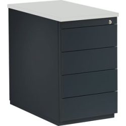 Schubladencontainer, HxT 720 x 800 mm, 4 Schubladen, anthrazitgrau / anthrazitgrau / lichtgrau mauser