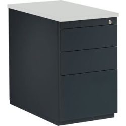 Schubladencontainer, HxT 720 x 800 mm, 2 Materialschübe, 1 Hängeregistratur, anthrazitgrau / anthrazitgrau / lichtgrau mauser