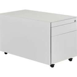 Schubladencontainer mit Rollen, HxT 520 x 800 mm, 1 Materialschub, 1 Hängeregistratur, lichtgrau / lichtgrau / lichtgrau mauser