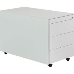 Schubladencontainer mit Rollen, HxT 570 x 800 mm, Stahlplatte, 3 Schubladen, lichtgrau / lichtgrau / lichtgrau mauser