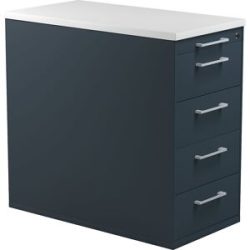 Schubladencontainer mit Sockel, Höhe 720 mm, Kunststoffplatte, 4 Schubladen, anthrazitgrau / anthrazitgrau / lichtgrau mauser