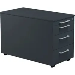 Schubladencontainer auf Rollen, HxT 520 x 800 mm, 3 Materialschübe, anthrazitgrau / anthrazitgrau / anthrazitgrau mauser