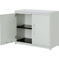 Flügeltürenschrank, HxB 830 x 1000 mm, Kunststoffplatte, 1 Fachboden, lichtgrau / lichtgrau / lichtgrau mauser