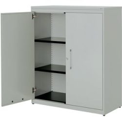 Flügeltürenschrank, HxB 1180 x 1000 mm, Kunststoffplatte, 2 Fachböden, lichtgrau / lichtgrau / lichtgrau mauser
