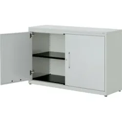 Flügeltürenschrank, HxB 830 x 1200 mm, Kunststoffplatte, 1 Fachboden, lichtgrau / lichtgrau / lichtgrau mauser
