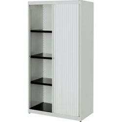 Querrollladenschrank, HxBxT 1516 x 800 x 432 mm, Stahlplatte, 3 Fachböden, lichtgrau / lichtgrau / lichtgrau mauser