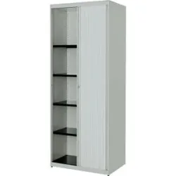 Querrollladenschrank, HxBxT 1956 x 800 x 432 mm, Stahlplatte, 4 Fachböden, lichtgrau / lichtgrau / lichtgrau mauser