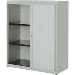 Querrollladenschrank, HxBxT 1180 x 1000 x 432 mm, Kunststoffplatte, 2 Fachböden, lichtgrau / lichtgrau / lichtgrau mauser