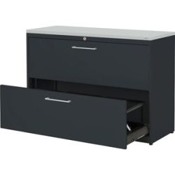 Hängeregistraturschrank, Kunststoffplatte, 2 Auszüge, 3-bahnig, mit Dämpfung, anthrazitgrau / anthrazitgrau / lichtgrau mauser