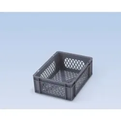 kaiserkraft Euro-Format-Stapelbehälter, Wände und Boden durchbrochen, LxBxH 400 x 300 x 50 mm, grau, VE 5 Stk