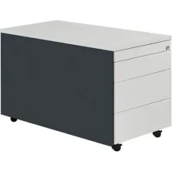Schubladencontainer mit Rollen, HxT 529 x 800 mm, Kunststoffplatte, 3 Schubladen, anthrazitgrau / lichtgrau / lichtgrau mauser