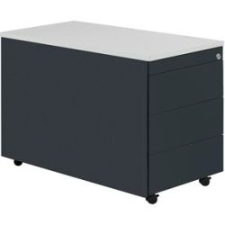 Schubladencontainer mit Rollen, HxT 579 x 800 mm, Kunststoffplatte, 3 Schubladen, anthrazitgrau / anthrazitgrau / lichtgrau mauser