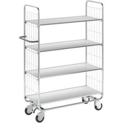 Verzinkter Etagenwagen, 4 Böden, LxBxH 1195 x 470 x 1590 mm, 4 Rollen Kongamek