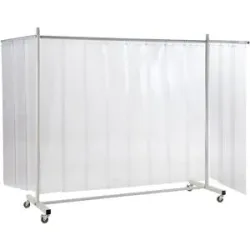 kaiserkraft Schutzwand, mobil, mit Lamellenvorhang, transparent, BxH 3700 x 2100 mm, 3-teilig