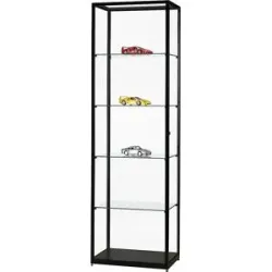 kaiserkraft Vitrine, Höhe 1984 mm, ohne Beleuchtung, BxT 600 x 400 mm, rechteckig, schwarz