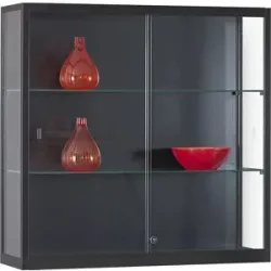 kaiserkraft Wandvitrine, Breite 1000 mm, ohne Beleuchtung, HxT 984 x 300 mm, schwarz