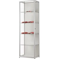 kaiserkraft Vitrine mit LED-Beleuchtung, Höhe 1984 mm, mit Drehflügeltüren, Breite 600 mm