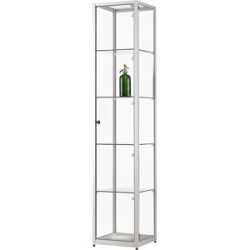 kaiserkraft Vitrine, Höhe 1984 mm, ohne Beleuchtung, BxT 800 x 400 mm, rechteckig, schwarz, Türen vorne