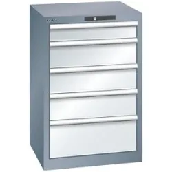 Schubladenschrank, 5 Schubladen, BxTxH 564 x 572 x 850 mm, grau metallic / lichtgrau LISTA