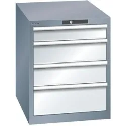 Schubladenschrank, 4 Schubladen, BxTxH 564 x 724 x 700 mm, grau metallic / lichtgrau LISTA