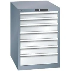 Schubladenschrank, Stahlblech, HxB 800 x 564 mm, 7 Schubladen, grau metallic / lichtgrau LISTA