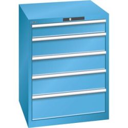 Schubladenschrank, 5 Schubladen, BxTxH 717 x 725 x 850 mm, lichtblau, Schubladentraglast 200 kg LISTA