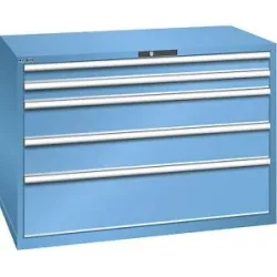 Schubladenschrank, 5 Schubladen, BxTxH 1431 x 725 x 1000 mm, lichtblau LISTA