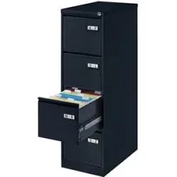 Hängeregistraturschrank LIGHT, 1-bahnig, 4 Schübe, DIN A4, tiefschwarz, ab 2 Stk BISLEY