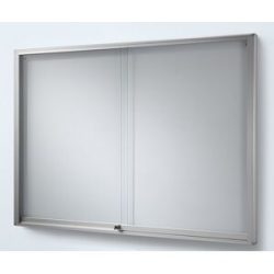 Schaukasten, Alu-Rahmen, Schiebetüren, 18 x DIN A4, schwer entflammbar, BxHxT 1330 x 970 x 50 mm eurokraft pro