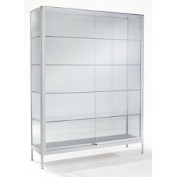 Vitrine, Ausführung Standvitrine, Breite 1200 mm, 2 Schiebetüren eurokraft pro