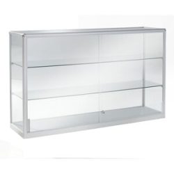 Vitrine, Ausführung halbhoch, Breite 1500 mm, 2 Schiebetüren eurokraft pro