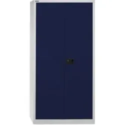 UNIVERSAL Flügeltürenschrank, HxBxT 1806 x 914 x 400 mm, 3 verzinkte Fachböden, 4 Ordnerhöhen, lichtgrau / oxfordblau BISLEY