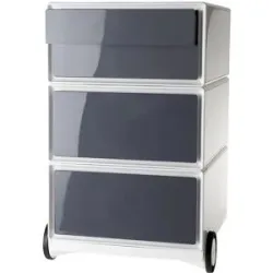 Rollcontainer easyBox®, 2 Schubladen, 2 Schübe flach, weiß / anthrazit EasyBox