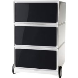 Rollcontainer easyBox®, 3 Schubladen, weiß / schwarz EasyBox